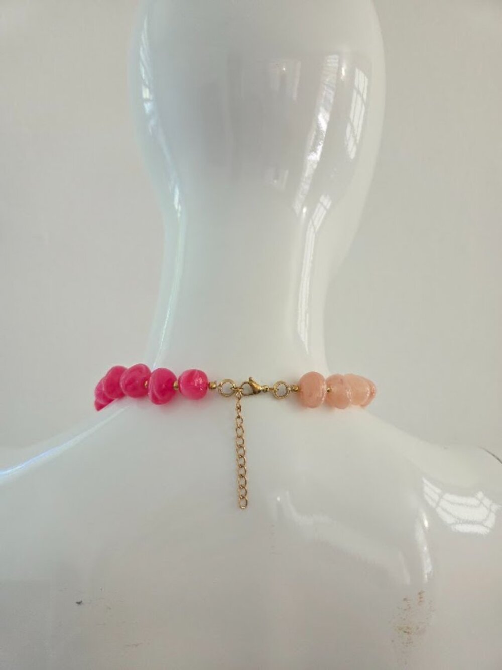 Pink Multicolor Beaded Gold Flower Statement Necklace - Picture 15 of 15